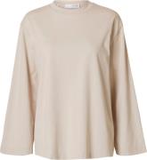 Selected Femme Slfelisa LS Boxy TEE D2 Kvinde Oatmeal Langærmede Bluse...