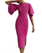 Ted Baker Lounia Fluted Sleeve Knitted Bodyco Kvinde Bright Pink Midi ...