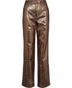 ROTATE Birger Christensen Textured High Waist Pants Kvinde Toasted Coc...