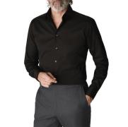 ETON Black Signature Twill Shirt Contemporary Fit Mand Sort Langærmede...