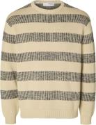 Selected Homme Slhstan Relaxed LS Knit Stripe Crew Mand Fog/sky Captai...