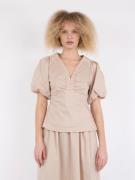 Neo Noir Irina Poplin Blouse Kvinde Dark Sand Langærmede Bluser Str 40...