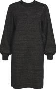 Object Objreynard L/S Knit Dress Noos Kvinde Black/glitter Col Midi Kj...