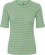 Culture Cudolly Oneck T-shirt Kvinde Green/pink Stripe Kortærmede T-sh...