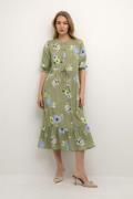 Cream Crrosina SS Long Dress Zally Fit Kvinde Vintage Oil Green Floral...