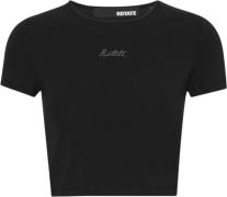 ROTATE Birger Christensen Logo Cropped Tshirt Kvinde Black Kortærmede ...