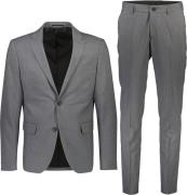 Lindbergh Plain Mens Suit Mand Grå Jakkesæt Slim Fit Str 46 - hos Maga...