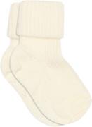 mpKids Ankle Wool RIB Turn Down Str 25/28 - Råhvid Strømper Uld hos Ma...