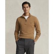 Polo Ralph Lauren Wool Quarterzip Sweater Mand Latte Brown Heather Tur...