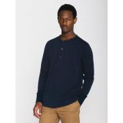 Knowledge Cotton Apparel BO Long Sleeve Henley Gots/vegan Mand Blå Lan...