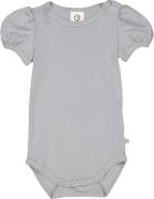 Müsli by Green Cotton Pointelle Puff s/s Body Str 92 - Jasmin Blue Kor...