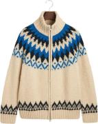 Gant Jacquard ZIP Cardigan Mand Cream Cardigans Str L - hos Magasin