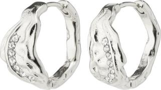 Pilgrim PIA Organic Shape Crystal Hoop Earrings Silverplated One size ...