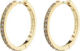 Pilgrim Ebna Large Crystal Hoops Goldplated One size - Creoler hos Mag...