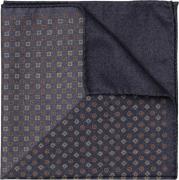 ETON Navy Blue Twoface Printed Wool Pocket Square One Size - Slips Uld...