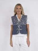 Neo Noir Karine Quilt Combination Vest Kvinde Blue Strikveste Str 40 -...