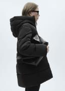 MANGO Hood Quilted Coat Kvinde Black Vinterjakker Plus Size Str S - ho...