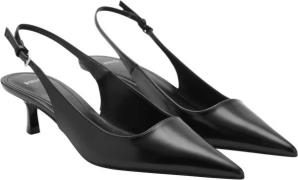 MANGO Kittenheel Shoes Kvinde Black Slingbacks Str 40 - Læder hos Maga...