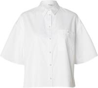 Selected Femme Slfagnese 2/4 Cropped Pearl Shirt B Kvinde Hvid Kortærm...