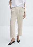 MANGO 100% Linen Trousers Kvinde Light Beige Hørbukser Str L - hos Mag...