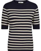 Soaked in Luxury Slpina Striped Tee Kvinde Night Sky With White Stripe...