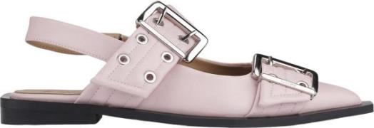 Ganni Feminine Buckle Ballerina Kvinde Chalk Pink Flade Sandaler Str 4...