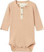 Lil' Atelier Nbfrea LS Slim Body LIL Str 68 - Rugby Tan Langærmede Bod...