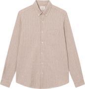 Forét Camp Linen Shirt Mand Khaki Stripe Langærmede Skjorter Str M - h...