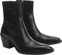 MANGO Leather Pointed Ankle Boots Kvinde Black Ankelstøvler Str 41 - L...