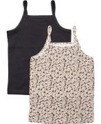 Magasin Girls Tanktops 2pack Str 2 Brown Mini Flower / Black Undertrøj...