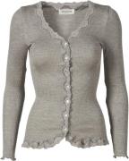 Rosemunde Silk Cardigan Regular ls W/rev Vintage Lace Kvinde Lysegrå C...