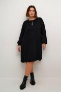 Kaffe Curve Kcjane Dress Kvinde Black Deep Midi Kjoler Str 44 - Viskos...