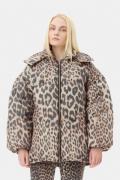 Ganni Leo Puffers Midi Jacket Kvinde Almond Milk Dunjakker Str S/M - h...