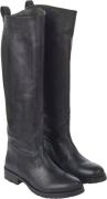 Rabens Saloner Leather Riding Boot Kvinde Black Langskaftede Støvler S...