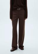 MANGO Straight Checked Trousers Kvinde Light Beige Bukser Med Lige Ben...