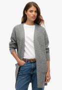 Superdry Essential Long Knit Cardigan Kvinde Charcoal Marl Sweaters St...