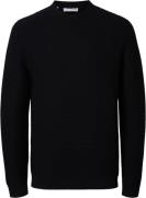 Selected Homme Slhtion LS Knit Structure Mock Neck Mand Sort Sweaters ...