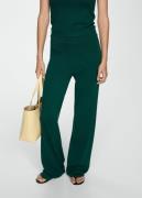 MANGO Knitted Wideleg Trousers Kvinde Dark Green Bukser Med Brede Ben ...