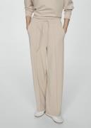 MANGO Seamdetail Straight-fit Trousers Kvinde Light Beige Bukser Med L...