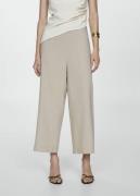 MANGO Wideleg Linen Trousers Kvinde Light Beige Bukser Med Brede Ben S...