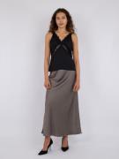 Neo Noir Vicky Heavy Sateen Skirt Kvinde Warm Grey Maxi Nederdele Str ...