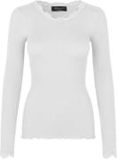 Rosemunde Silk Tshirt w/ Lace Kvinde Hvid Kortærmede T-shirts Str L - ...