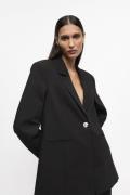 Ganni Solid Twill Suiting Blazer Kvinde Black Blazere Str 40 - hos Mag...