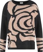 Gerry Weber Pullover 1/2 Sleeve Kvinde Black / Camel Melange Intarsia ...