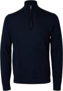 Selected Homme Slhtray LS Knit Merino Half ZIP NOO Mand Blå Turtleneck...