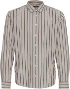 Casual Friday Cfalvin LS Dobby Striped Shirt Mand Silver Mink Langærme...