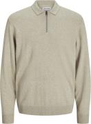 Jack & Jones Jjeemil Knit Polo Half ZIP LS Noos Mand Oatmeal/melange S...