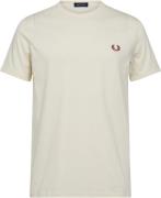 Fred Perry M3519 Mand Ecru Kortærmede T-shirts Str L - Bomuld hos Maga...