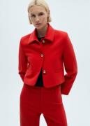 MANGO Buttoned Cropped Jacket Kvinde Red Overgangsjakker Plus Size Str...