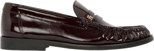 Tommy Hilfiger Loafer Patent Leather Kvinde Burgundy Velvet Snøresko S...